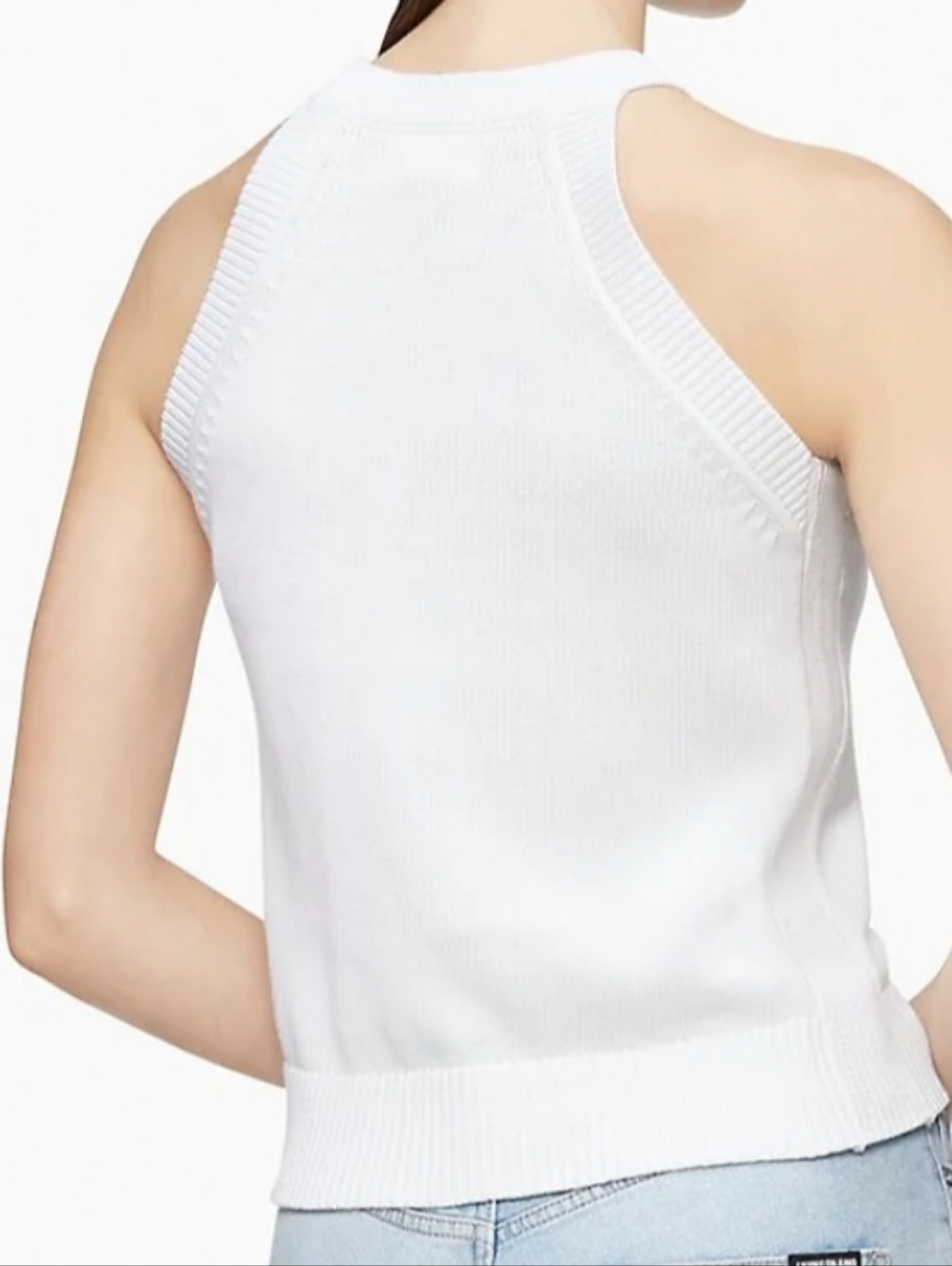 Calvin Klein Jeans White Knitted One-Shoulder Tank Top